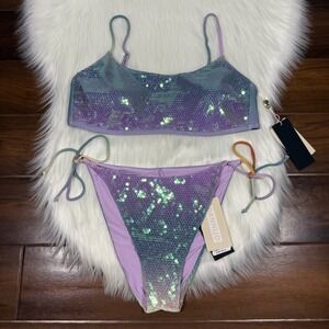 Gianni Bini x Dannijo Size Large Sequin Frankie Top Jayla Bikini Bottom Swimsuit